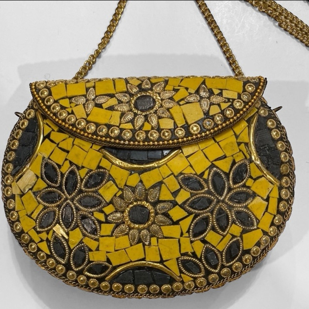 Mosaic Yellow and Black Women's Bag